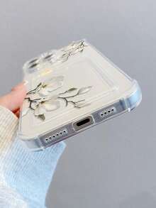 1个加厚透明防摔UV透明卡槽TPU保护壳，简约白色花纹设计，兼容、Galaxy S25 Ultra、S24 Ultra、Galaxy S23/S23 Plus/S23 Ultra/S23 FE/S22 Ultra - 彩色 - 查看 4