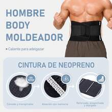 Fajas para Hombre Gym para la Sudoración Rápida, Recortadora de Cintura Hombre con Soporte Lumbar Elástico, Control Abdomen, Diseño de Ajuste de Doble  para Gym, Crossfit y Entrenamiento - SG - Ver 8
