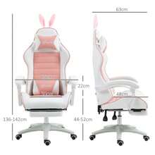 Ergonomic Gaming Chair With Lumbar Support, Footrest, Bunny Ear Armrests, Headrest, Adjustable Height And Reclining Function - Pink - Multicolor - View 3