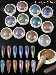 12 couleurs de poudre à ongles arc-en-ciel holographique, fine poussière de paillettes multicolores holographiques de licorne arc-en-ciel, pour la conception d'ongles de salon et de DIY, fournitures pour ongles de mariage - Multicolore - Voir 9