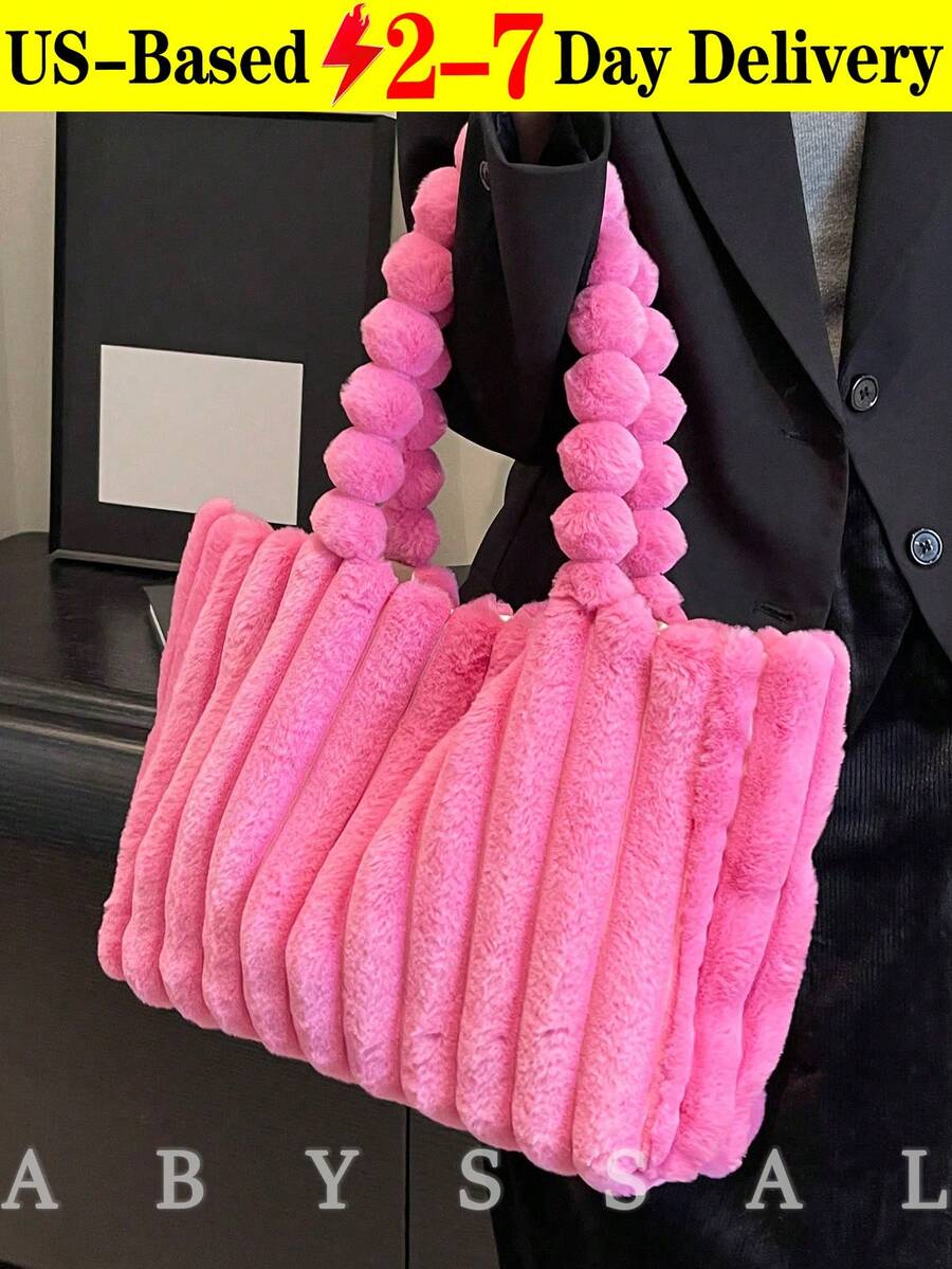 Y2K Retro Plush Faux Fur Shoulder Bag - Pink Leopard Print Fashion Statement Piece, Convertible Top Handle Crossbody Bag For Women,Y2K Aesthetic Fuzzy Leopard Handbag | Compact Spacious Underarm Shoulder Bag Taupe Brown - Everyday Essential ,New Arrival Hollow Out Totes Bags For Women Large Capacity Straw Woven Handbag Shoulder Bag Vintage Travel Beach Bag Shopping Pack Beach Bag School Bag, Back To School Backpack, Large Capacity, Laptop Compartment, Luggage Strap Design, Portable, Classic Suitable For Teen Girls Women Perfect For Back To School, First Day Of School, Middle School, High School, Outdoor The Christmas Season, Christmas Market Bag [US Local Warehouse] - 彩色 - 查看 1