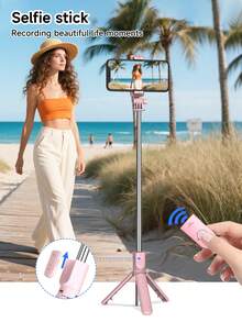 AXNEN 680mm/26.77" Portable Selfie Stick With Wireless Remote, Phone Tripod & Extendable Stand. Compatible With IPhone & Android For Photography, Live Streaming, Christmas, Halloween & Holiday Recording. - Multicolor - View 3