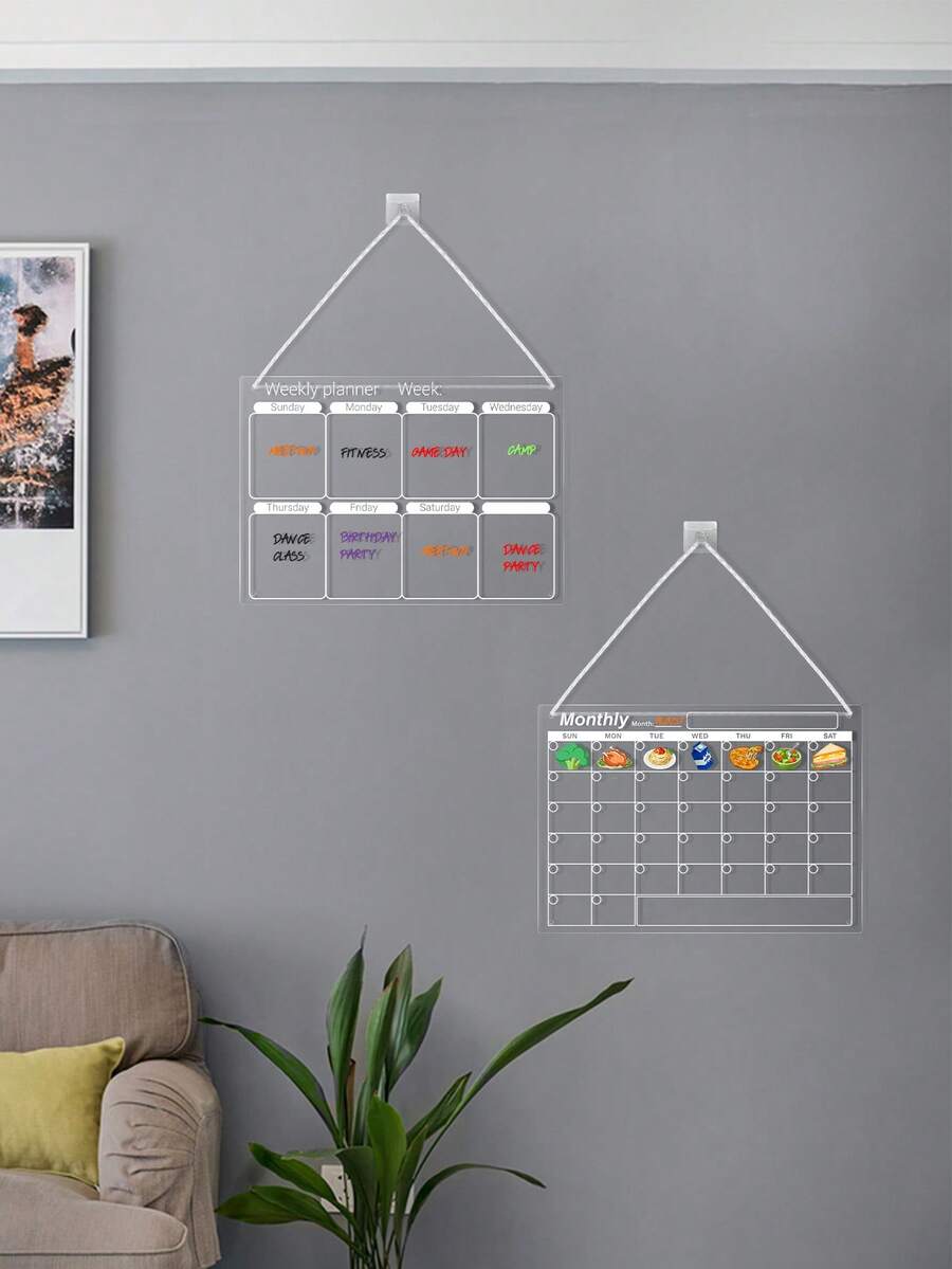 Bảng trắng treo tường bằng acrylic dùng để lập kế hoạch hàng tháng/hàng tuần, bảng ghi nhớ có thể xóa, lịch nhật ký. - Tấm acrylic treo - Xem 1