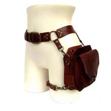 Retro-Style PU Square Bag For Women, Crossbody Bag, Waist Bag, Motorcycle-Themed Side Bag, Knight Accessory - 棕色 - 查看 6