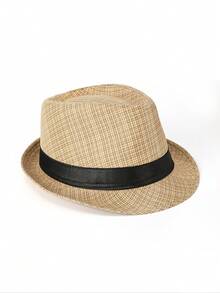 1 pieza Sombrero de fieltro de poliéster de estilo retro casual de otoño/invierno, sombrero fedora de lana suave, gorra de caballero para hombres, gorra versátil simple y de moda para uso diario, adecuada para fiestas, eventos con temática occidental, reuniones, cosplay, bailes de máscaras, festivales, celebraciones de cumpleaños, festivales de música, viajes y senderismo - sombrero de copa - Ver 19