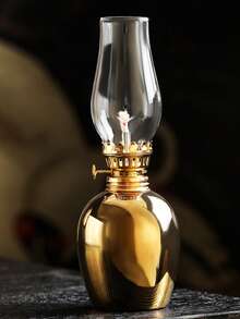 1pc Ceramic Electroplated Gold/Silver Home Oil Lamp With Lamp Shade, Adjustable Wick Camping Fuel Oil Lamp, Indoor Ceramic Oil Lamp Candle Holder, Kerosene Lamp With Wick, Oil Lamp/Hurricane Lamp With Fire Control Knob - 1PC - View 9