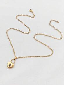 1pc 18K Gold Plated Stainless Steel Heart-Shaped Locket Pendant Necklace, Valentine's Day Love Memorial Gift - Yellow Gold - View 1