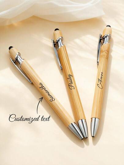 One Medium-Sized, Retractable Bamboo Ballpoint Pen With An Ergonomically Round Body. Suitable For Office And School Use, And For All Ages.