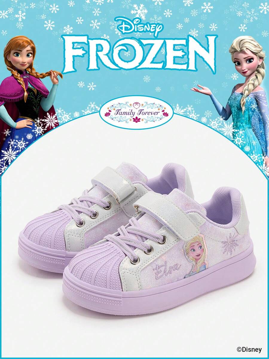 Disney 1 Pair Princess-Themed Children's Athletic Shoes, Including Princess, Anna, And Arendelle Princess Sneakers, Suitable For Daily, Holiday Sports And Outdoor Wear. Comfortable, Non-Slip, Durable And Breathable Soles - Purple - View 1