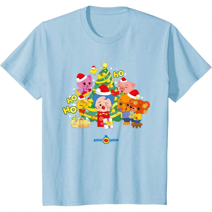 Plim Plim Christmas Design - Day Fun T-Shirt All Seasons,220g Pure Cotton Single-Sided Printed Crew Neck Short-Sleeved T-Shirt,Unisex Top,Base Layer - Màu 10 - Xem 1