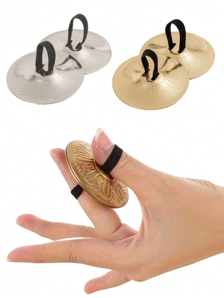 Professional Belly Dance Finger Cymbals, Finger Cymbals, Professional Finger Cymbals, Percussion Instrument Finger Cymbals, Dance Finger Instrument, Copper Teaching Auxiliary Tool, Belly Dance Fingers, Copper Instrument, Belly Dance Finger Dance Accessories, Percussion Instrument, Rhythm Maker, Small Instrument, Suitable For Dancer Parties, Dance Hall Entertainment - Multicolor - View 1