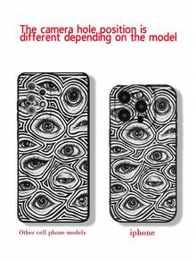 Painted Eye Design Minimalist Stylish Creative Shockproof Phone Case Compatible With IPhone 17/17 Pro/17 Pro Max, 16/11/16 Pro/16 Plus/16 Pro Max/16e, 15 Pro Max, 13/14/12/XS/XR/7G/8P, Galaxy S25/S25 Plus/S25 Ultra, A16/A36/A26/A56/A50/A12/A32 - Multicolor - View 7