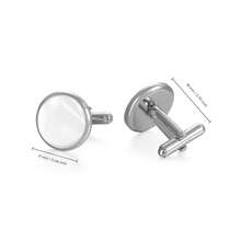 1 Pair White Drip Oil Round Men's Cufflinks, Basic Suit Accessory, Daily Business Fashion Cuff Links - White - View 3