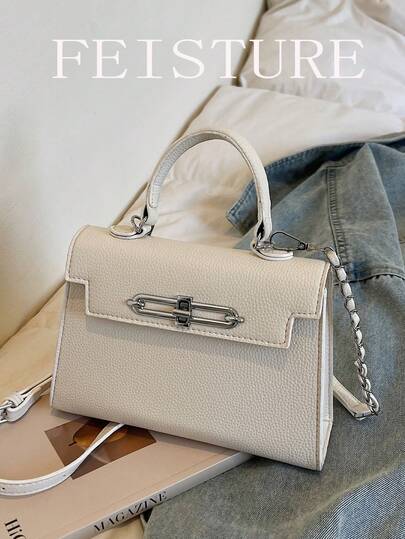 PU材质纯色翻盖手提包，时尚女士单肩斜挎包，磁扣开合，适合女孩、女士、大学生、年轻职业女性，非常适合工作、商务、通勤和上学等场合。