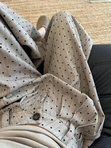 新款女士爱心印花植绒休闲裤，简约百搭修身直筒裤 - 駝色 - 查看 3