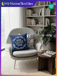 Conjunto de 2 capas de almofada com estampa de folhas em azul marinho. Tecido macio e respirável para sofá, cama, carro, decoração de casa, material escolar, casamentos. Lavável à máquina. Certificação OEKO-TEX. - Multicolorido - Ver 3