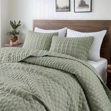 Sage Green Quilt Twin Size Bedding Sets With Pillow Sham, Lightweight Soft Bedspread Coverlet, Twin XL Thin Comforter Bed Cover, All Season Spring Summer, 2 Pieces, 68x90 Inches - GreenYellowgreenHueT - View 6