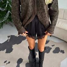 Boho Women's Lace Trim Satin Silk Shorts Shiny Elastic Waist Mini Shorts Pettipants Half Slip Shorts French Knickers Boyshorts For Dresses Full Coverage Underwear Lounge Pants - 彩色 - 查看 3