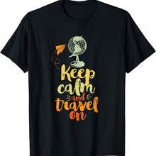 Vintage Adventure Wanderlust T-shirt Keep Calm and Travel On T-Shirt - Negro 6 - Ver 1