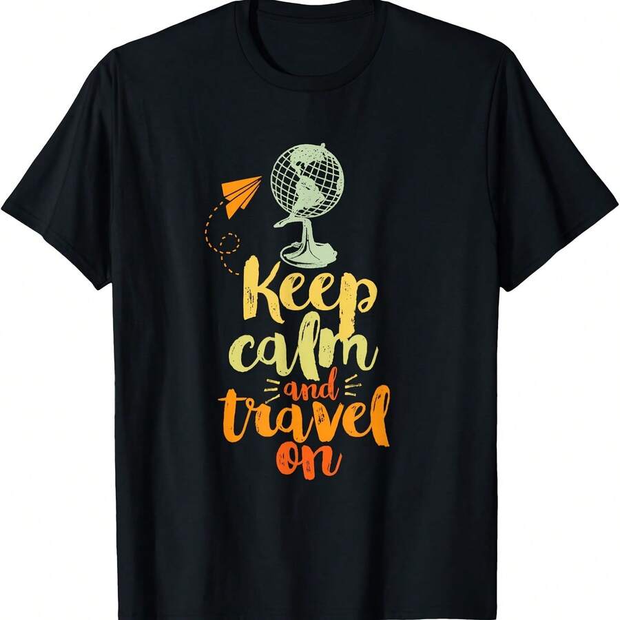 Vintage Adventure Wanderlust T-shirt Keep Calm and Travel On T-Shirt - Negro 6 - Ver 1