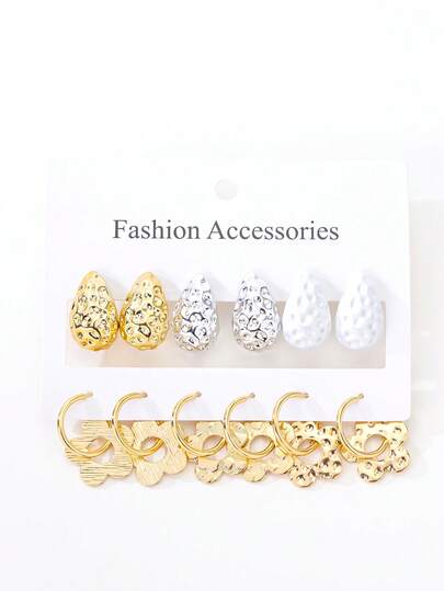 6对时尚百搭的水滴形和五叶花耳环，适合日常佩戴、节日和派对场合