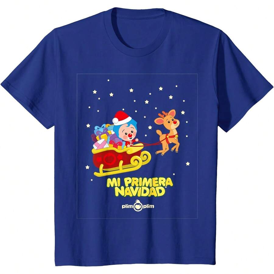 Plim Plim My First Christmas - Baby's Day Celeion T-Shirt All Seasons,220g Pure Cotton Single-Sided Printed Crew Neck Short-Sleeved T-Shirt,Unisex Top,Base Layer - Color 2 - View 1