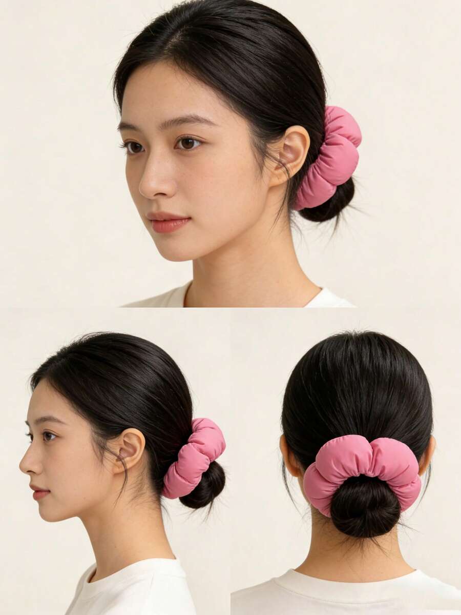 3-Pack 3D Five Petal Flower Hair Scrunchies, High Elasticity Non-Damaging, Cute For Girls And Commute Hair Styling - Multicolor - View 1