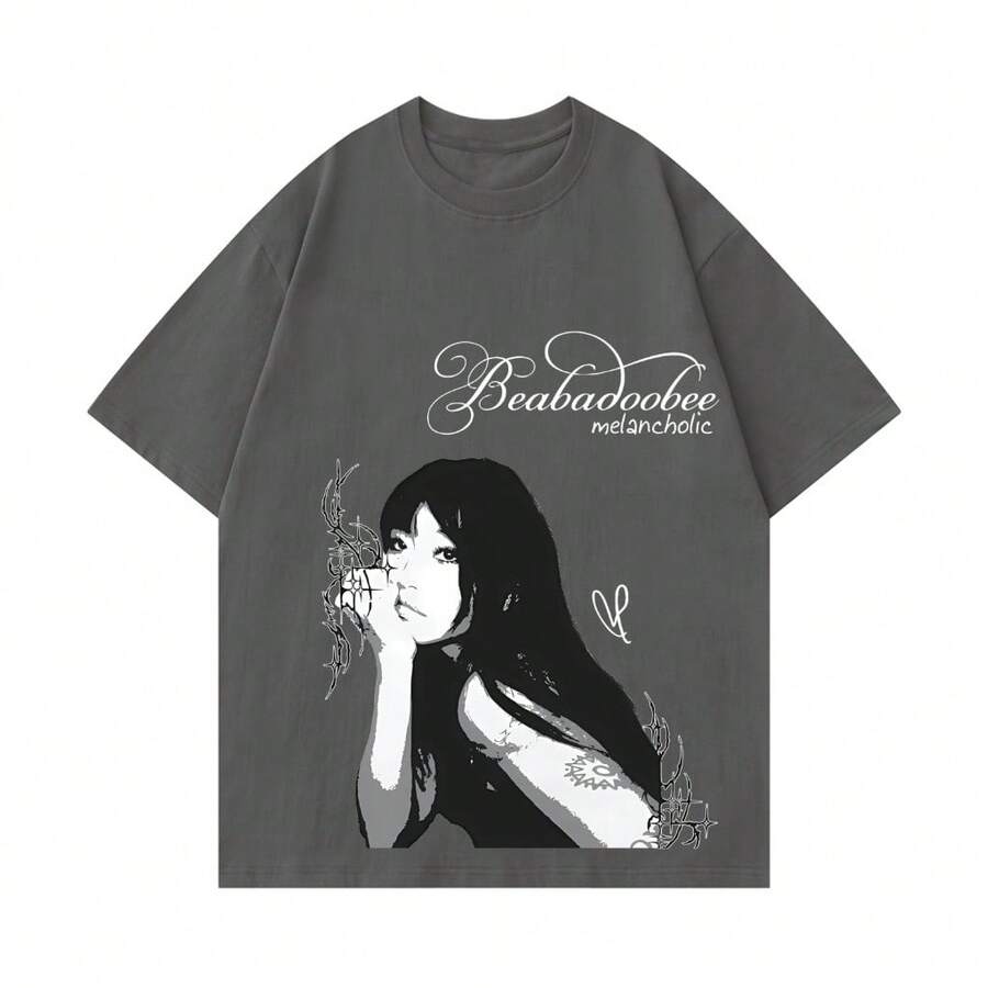 Pure Cotton T-Shirt Beabadoobee Melancholic - Dark Grey - View 1