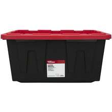 (Pack Of 4)  27 Gallon Large Storage Bin With Snap Lid, Black And Red, Heavy Duty Plastic Storage Container - 4 件裝 - 查看 3