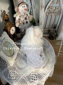 Chaleco reversible grueso con bordado de conejo, nuevo para otoño/invierno de Tongaroo. Chaleco de peluche Maltés Poodle de piel sintética - Beis - Ver 8