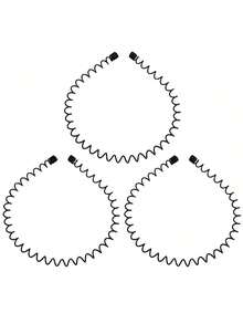 1 件装男士光滑后梳发带，户外运动时尚双马尾发箍/永不掉漆金属头扣夹，适用于男士长发、辫子和其他发型 - 大波浪发箍发圈 - 黑色 - 查看 11