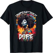 Unapologetically Dope Graphic T-Shirt For Women Casual Cotton Short Sleeve Round Neck Regular Fit Top - 黑色 - 查看 1