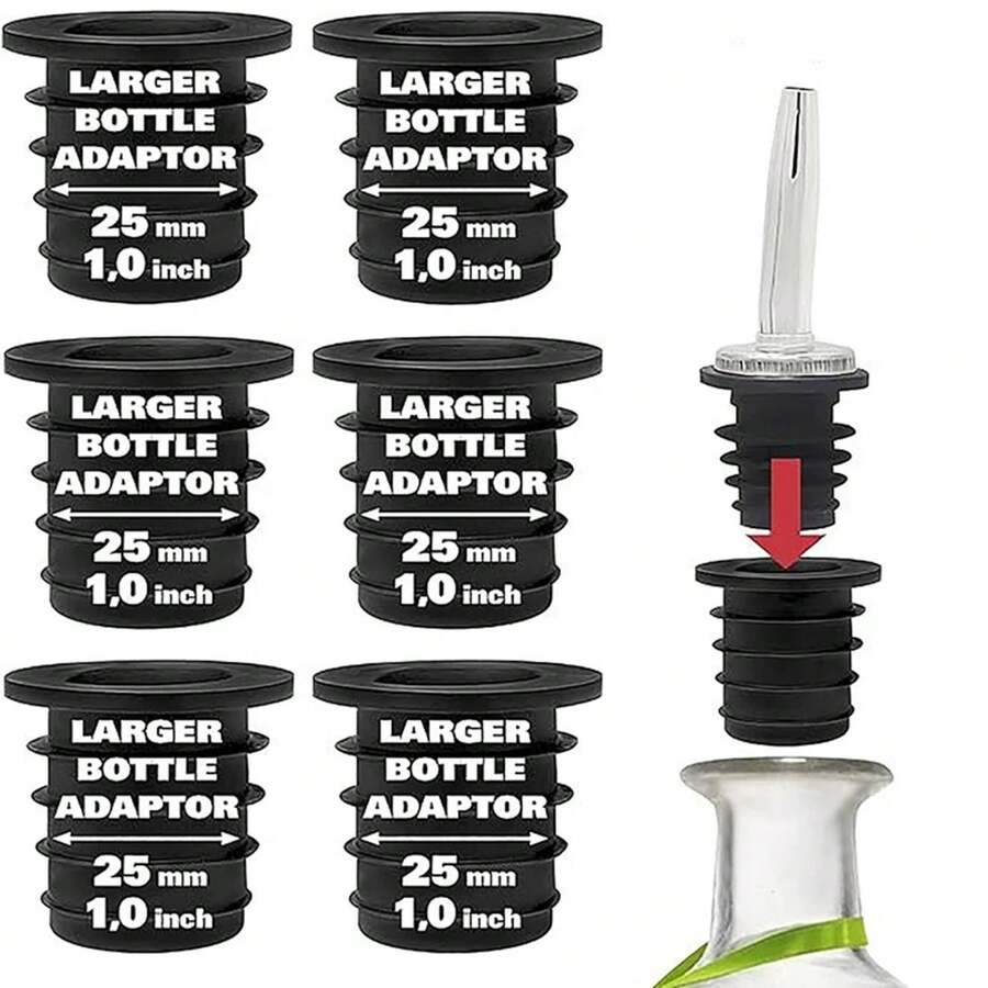 Adaptadores de vertedor de licor, para Botellas grandes de aceite de oliva y vino, tapón de botella de vino tinto de hasta 1 pulgada/25mm, 1/4/6 SED1 - 1 pieza - Ver 1