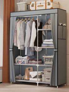 1pc Space Saving Wardrobe With Dust Cover - Large Capacity, Multi-Color, Easy Assembly Clothes Storage Rack, Suitable For Bedroom And Living Room Decor - Multicolor - View 8