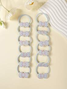 12 piezas de Scrunchies de pelo con lazo y estampado a cuadros, lazos de pelo de alta elasticidad sin daños, accesorios de pelo coloridos para uso diario de niñas - Multicolor - Ver 15