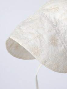 TUTUYA Sombrero de princesa para bebé, gorra de bebé de material suave y transpirable, sombrero de sol con ala ancha bordado en 3D, sombrero pequeño y ligero - Beis - Ver 15