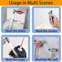 手持式冲洗喷头套装，带三通水龙头分流器的马桶冲洗喷头，浴室冲洗喷头/马桶喷头，配1.5米软管，用于清洁洗手池、浴室角落、马桶，个人卫生浴室配件/浴室工具 - 彩色 - 查看 7