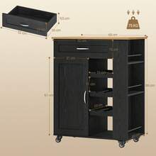 HaluPeit Serving Trolley With 3-Tier Wine Rack, Kitchen Trolley With Wheels, 3-Tier Storage Shelf, Wine Rack, For Kitchen, Living Rooms And Dining Rooms & Outdoor Use, 68 * 86 * 40 Cm - 黑色 - 查看 7