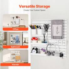 Kit de Combinación de Tablero Perforado de Plástico de 280 x 280 x 12 mm 4 Paneles, Kit Organizador de Pared con Accesorios, Para Sala de Estar, Almacenamiento de Herramientas, Oficina, Blanco - 280 x 280 x 12 mm 4 paneles - Ver 2