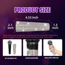 4 Farben kurze Strass Mikrofon Abdeckung, Mehrfarbige Mikrofon Außenschale Abdeckung Dekorativ, Strass Mikrofon Griff Hülle, personalisierte Mikrofon Dekorativ Abdeckung für Bühne, Party, TV Show, Party Dekoration (Für SM58 Beta 58A Kabel Mikrofon) - Verschiedenfarbig - Übersicht 3