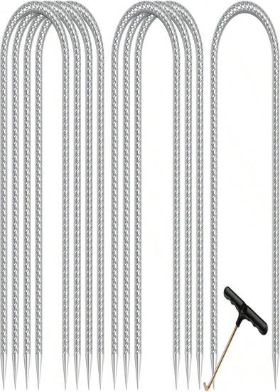 UROVIBOSCR Trampoline Stakes Trampoline Anchors High Wind Heavy Duty Trampoline Accessories Galvanized Steel Set Of 8 For Trampolines