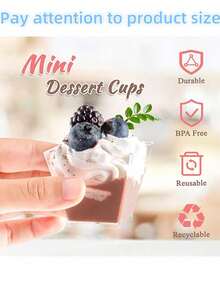 Bộ 100/50/20 cốc nhựa vuông trong suốt đựng tráng miệng - Chống rò rỉ, thích hợp đựng mousse, thạch và các món khai vị, dùng cho tiệc tùng, sinh nhật, đám cưới. - Nhiều màu - Xem 8