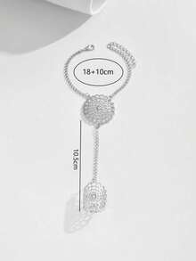 1件波西米亚风时尚镂空花卉水钻装饰金属指链，适合日常佩戴 - 白K - 查看 5