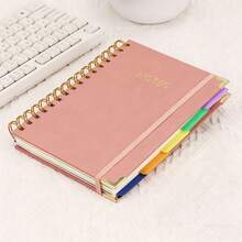 A5 Spiral Notebook - 300 Pages Hard Cover PU Notebook, 100GSM Thick Paper, Retro Style, Horizontal Lines, Faux Leather Cover, Suitable For Work, School And College Planning, Notebook And Diary With Removable Dividers And Tabs, 5 Subjects, College Ruled, College Notebook, Student Planner - Multicolor - View 16