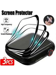 ZYONS 3-Pack High Definition Clear Screen Protector Film For Apple Watch Series 11/10-1/SE 3 And Ultra 3 [46mm/Ultra/49mm/38/40/42mm/44/45mm] [Non-Glass Material] Soft Film Anti-Explosion Anti-Scratch Anti-Fingerprint, Full Coverage + Cleaning Kit Included For Easy Bubble-Free Installation - Black - View 17