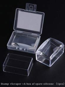 Square Transparent Silicone Nail Stamping Kit, High Transparency, Can Be Wiped With Alcohol, Suitable For Large Steel Plates, Includes Rectangular Jelly Nail Stamp, Scraper And Silicone Replacement Stamp Head - Clear - View 12