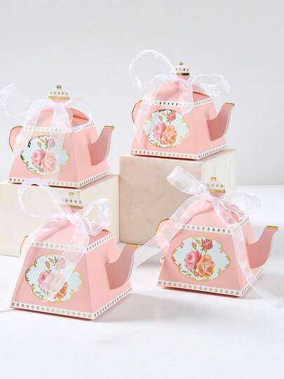 10 piezas Cajas de regalo con forma de tetera floral vintage con cintas, cajas de recuerdo de boda, cajas de dulces, cajas de regalo pequeñas, cajas de recuerdo de fiesta de té, decoración de fiesta de té, embalaje de regalo de cumpleaños, cajas de recuerdo de despedida de soltera, decoración de mesa de boda rústica, embalaje de regalo de fiesta de primavera, regalos de cumpleaños, cajas de recuerdo de fiesta
