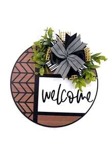 Luxury Fashion Welcome Wreath Decoration - All Season Door Decor, Faux Wood Plastic Wreath, Suitable As Housewarming Gift, Easy To Hang On Door, Perfect Housewarming Present - Multicolor - View 10