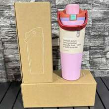 Sway 30oz/887ml Tumbler Cup Coffee Mug Stainless Steel Portable Vacuum Flask Cold Hot Sport Cup Car Cup With Straw Travel Mug Insulated Cup - 粉色 - 查看 4