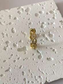 1pc Stainless Steel French Elegant Zirconia Circle Open Ring, Minimalist Niche Luxury Versatile Elegant Open Band Ring, New Arrival - Yellow Gold - View 4